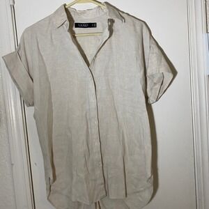 Lauren Ralph Lauren Linen Short Sleeve Button Down Top